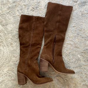 Suede, brown tall boots. Size 8.5.